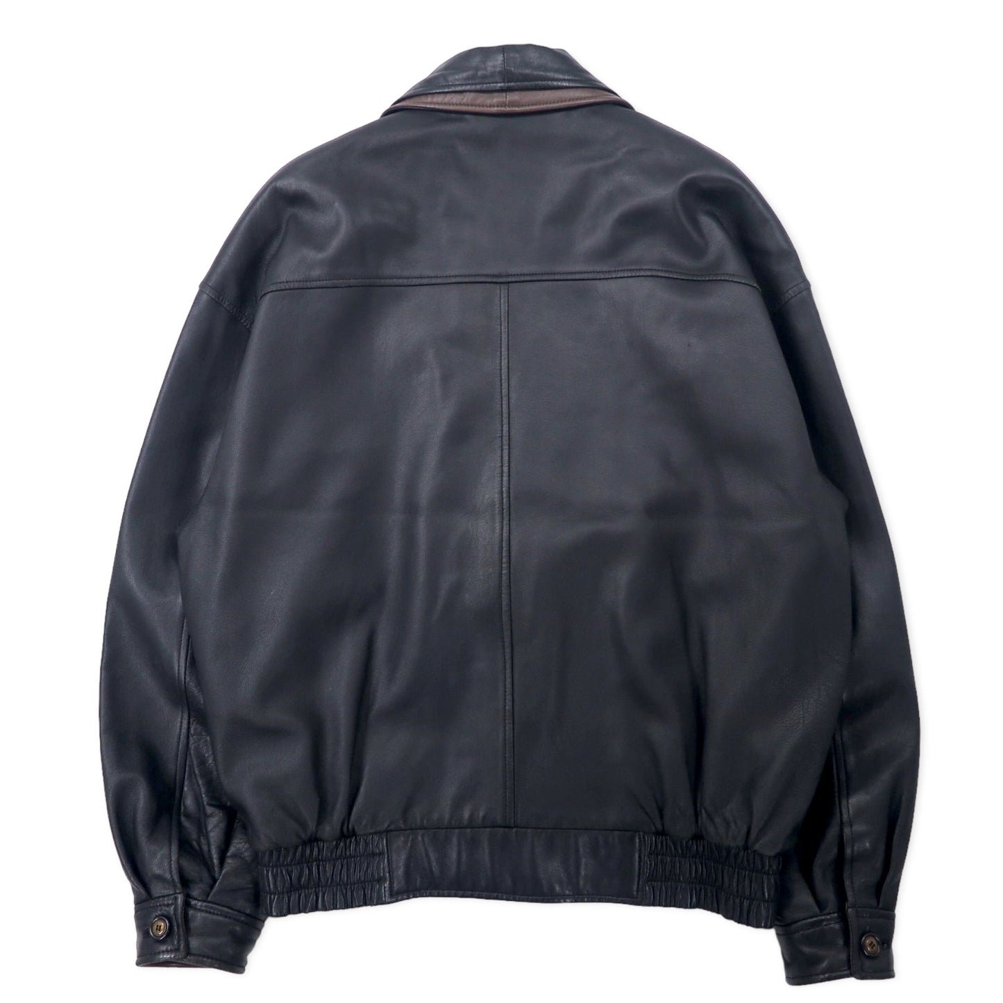 Layered Shawl Collar Leather Jacket レイヤードデザイン ダブル レザージャケット L ブラック 羊革