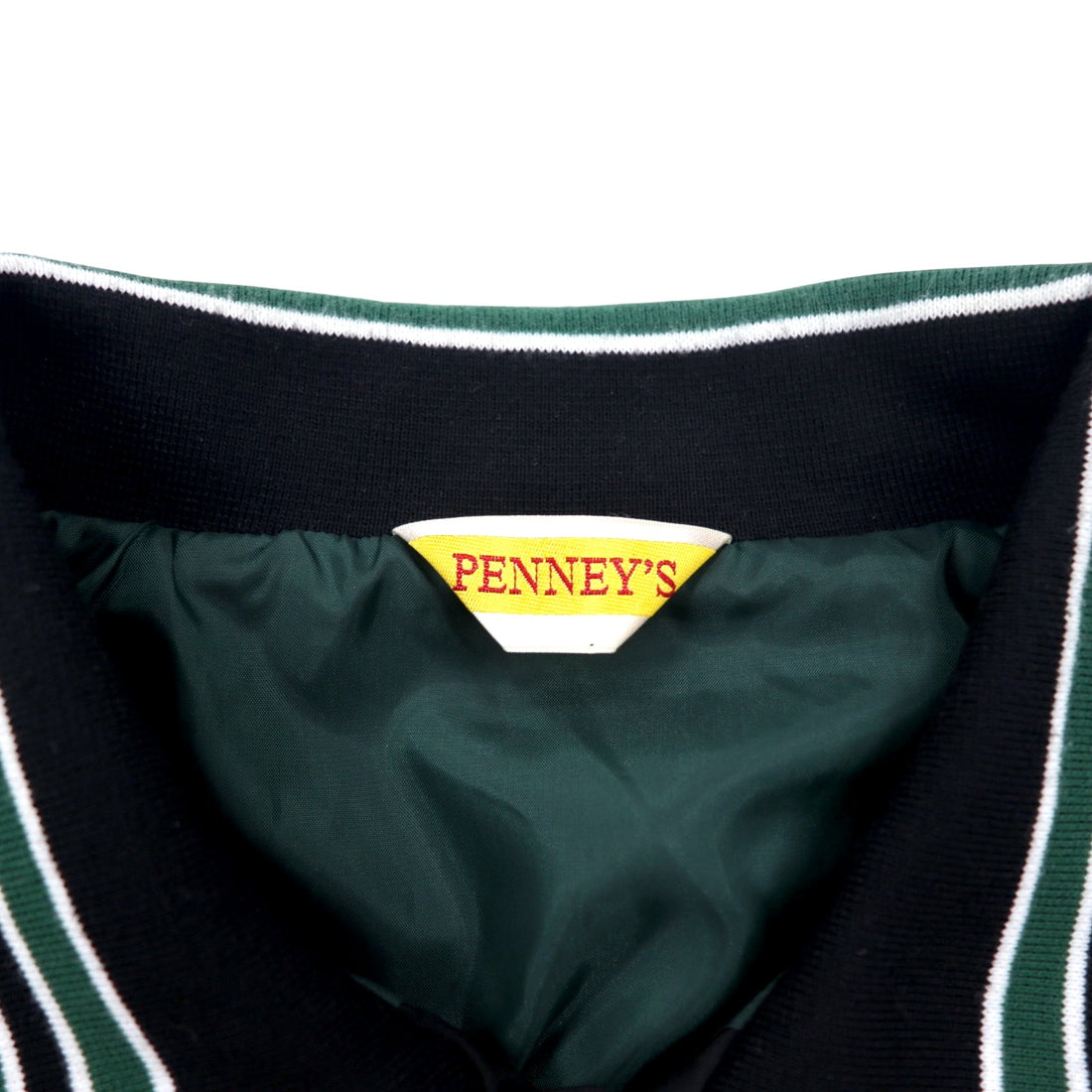 PENNEY'S Varsity Jacket Coach Jacket L Black Polyester Logo Embroidery Chain Stitch S22-GR-15