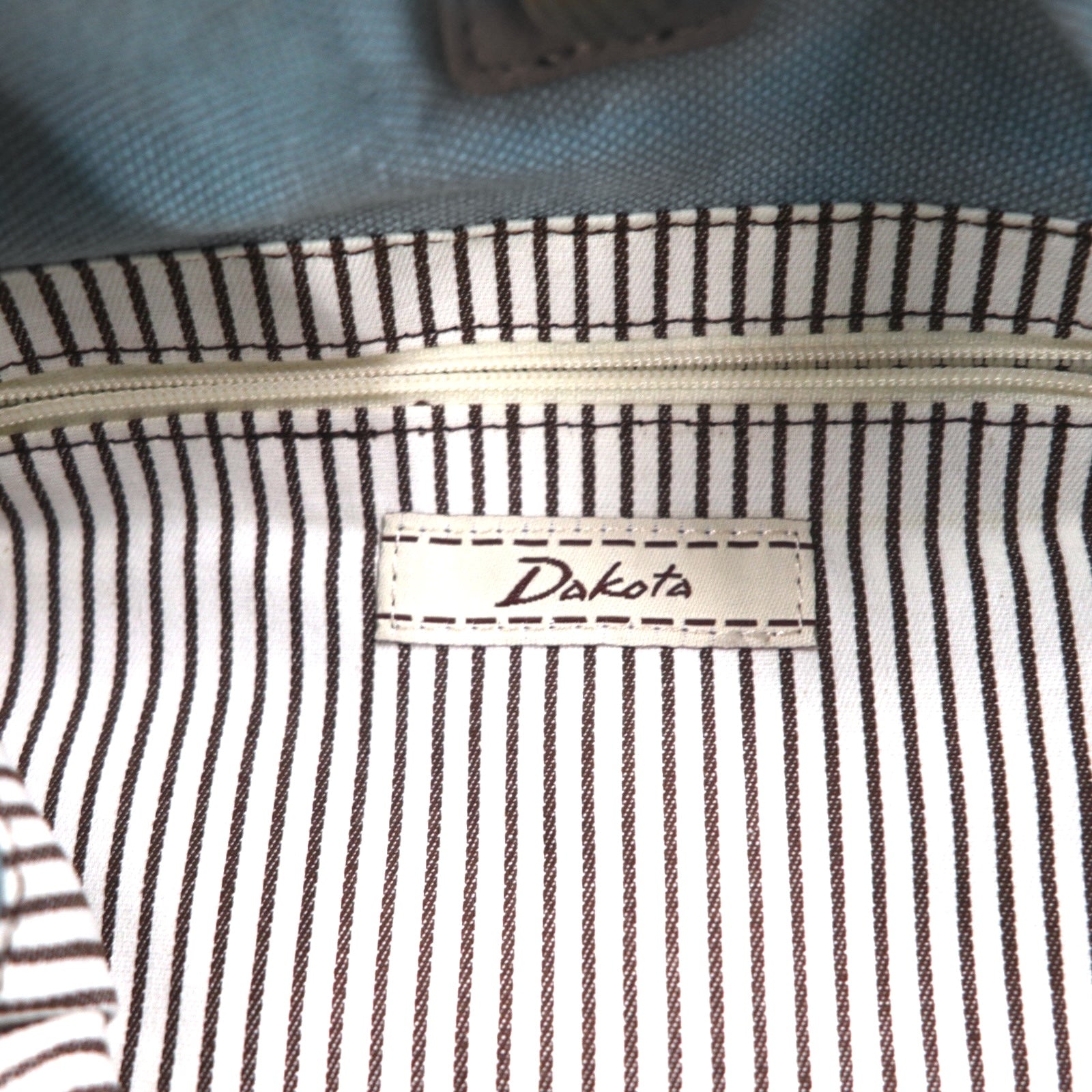 Dakota Leather Handle Canvas Tote Bag Handbag Blue Cowhide 1530470 Unused