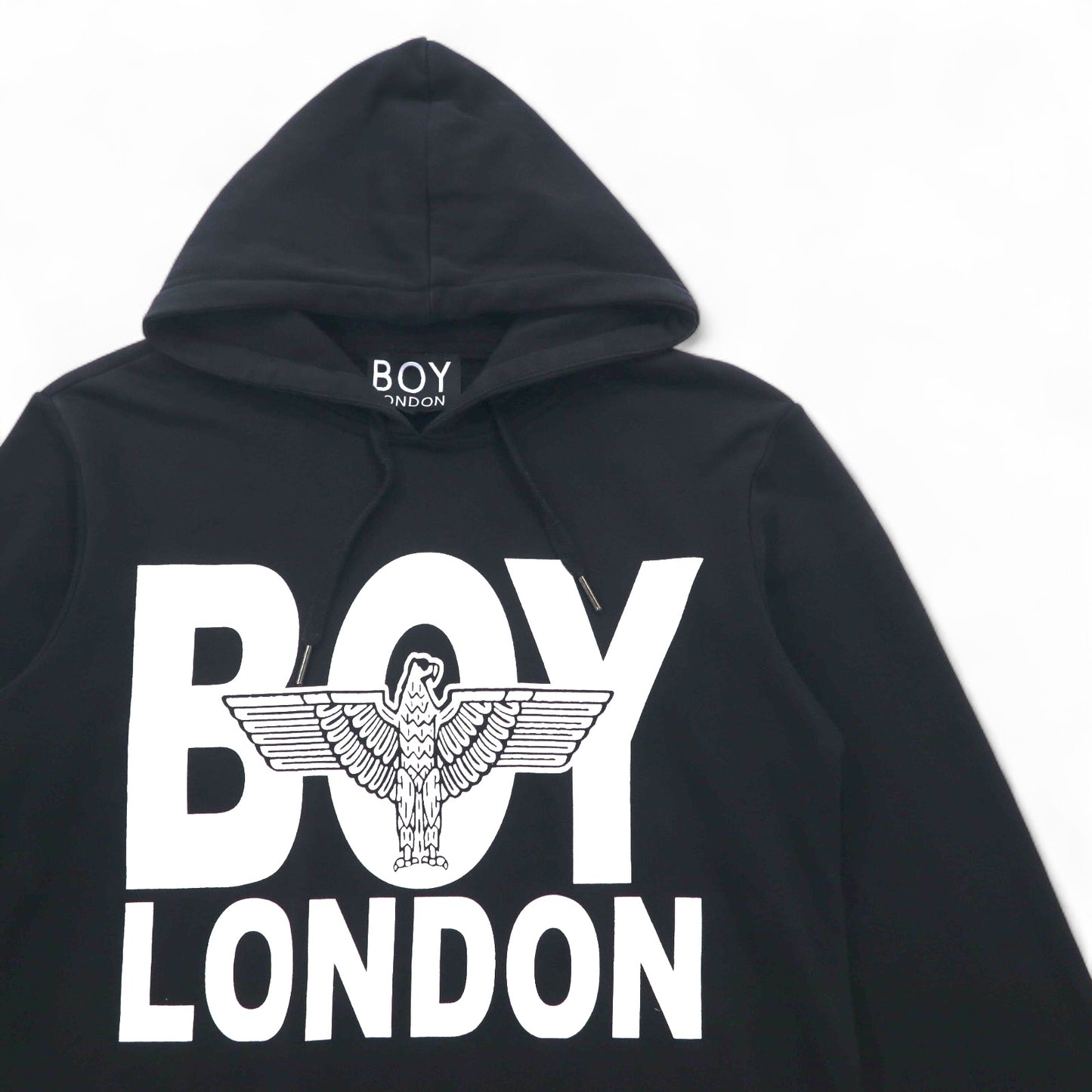 BOY LONDON イタリア製 ロゴプリント プルオーバー パーカー M ブラック コットン