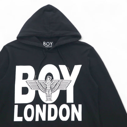 BOY LONDON イタリア製 ロゴプリント プルオーバー パーカー M ブラック コットン