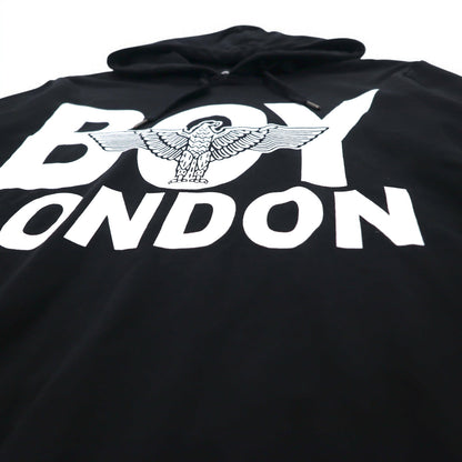 BOY LONDON イタリア製 ロゴプリント プルオーバー パーカー M ブラック コットン