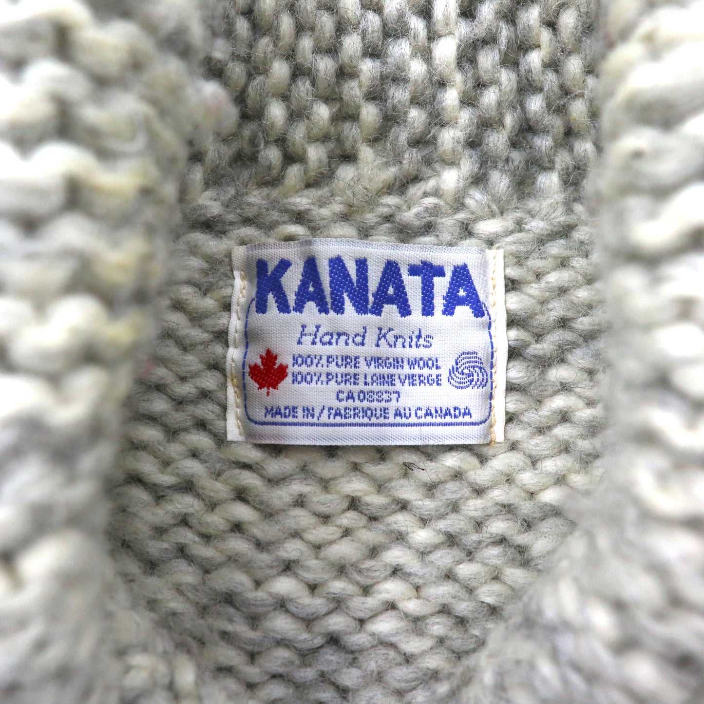 KANATA カウチン セーター ニット ジャケット L ベージュ ウール ノルディック柄 カナダ製