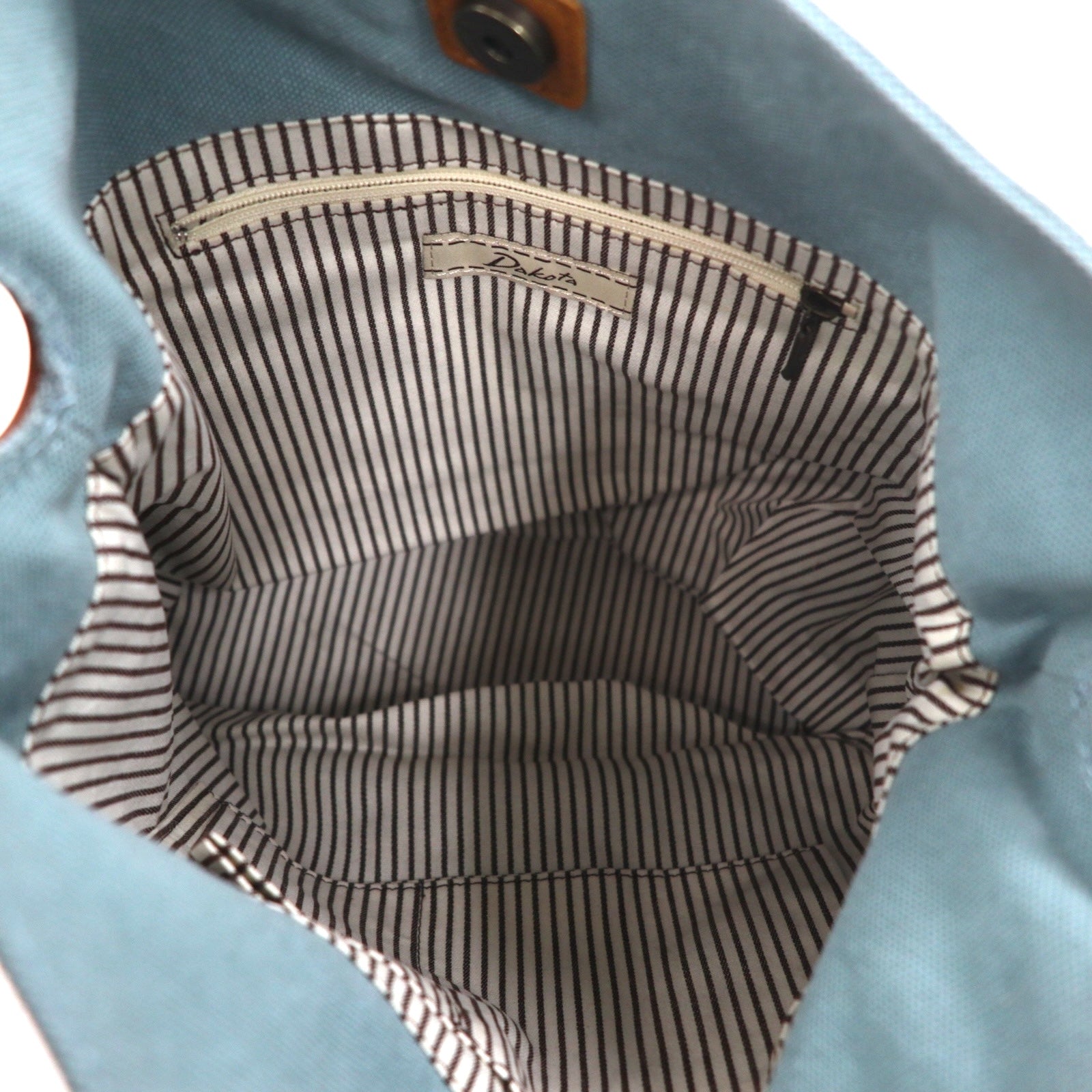 Dakota Leather Handle Canvas Tote Bag Handbag Blue Cowhide 1530470 Unused