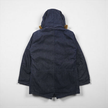 BLUE BLUE Waxed Denim Field Coat, M-51 Mod Coat, Size Small, Indigo, Double Zip, 700041-441, JK1434, Made in Japan