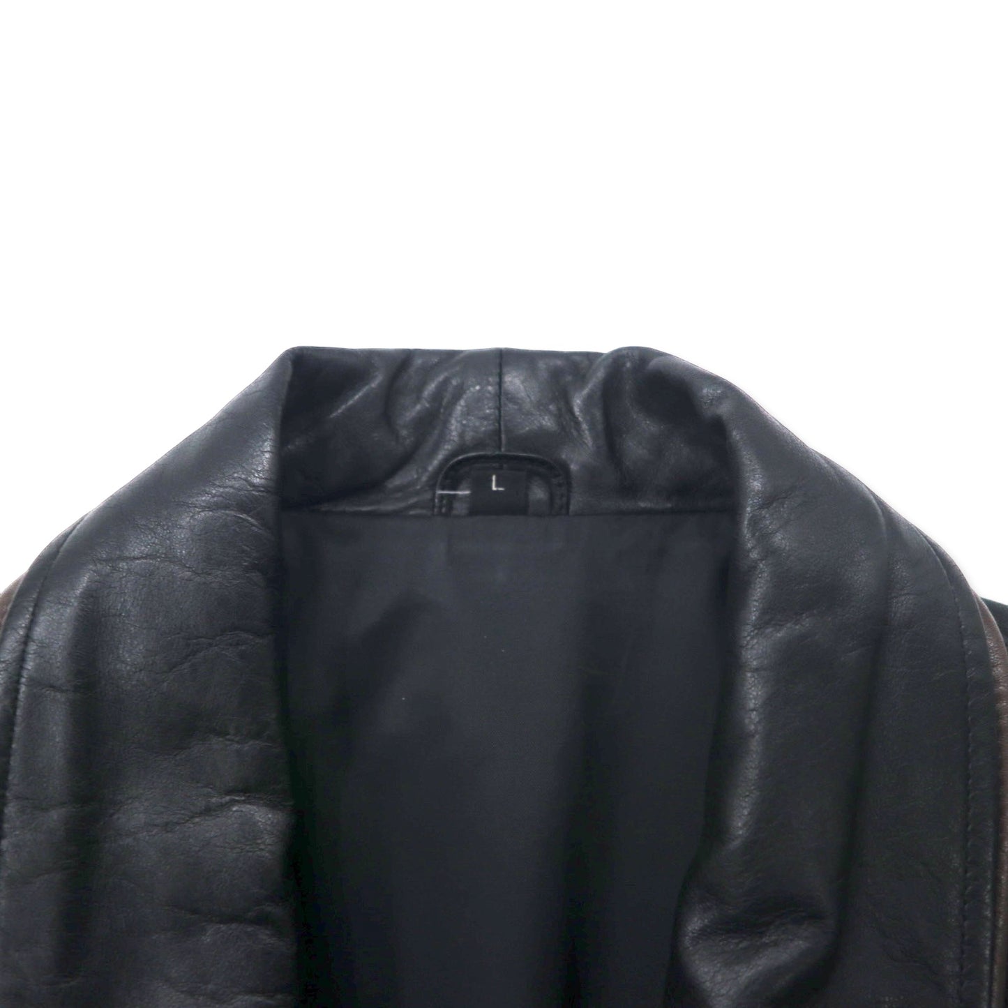 Layered Shawl Collar Leather Jacket レイヤードデザイン ダブル レザージャケット L ブラック 羊革