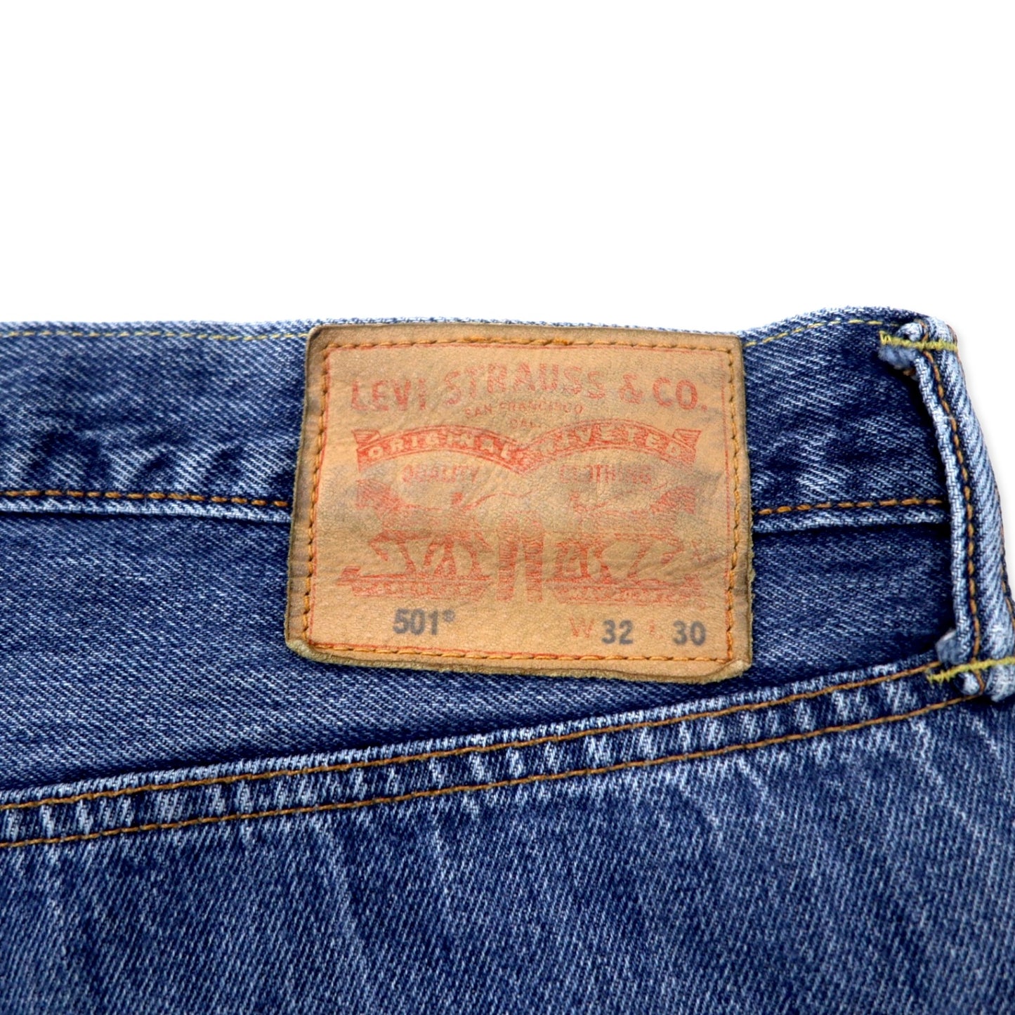 Levi's 501 デニムパンツ 32 ブルー コットン ボタンフライ レザーパッチ 501-0114