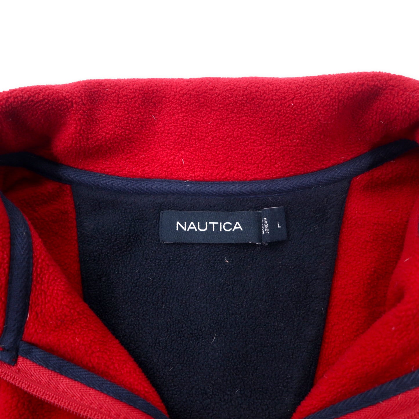 NAUTICA ハーフジップ フリースジャケット L レッド ネイビー ポリエステル ロゴ刺繍
