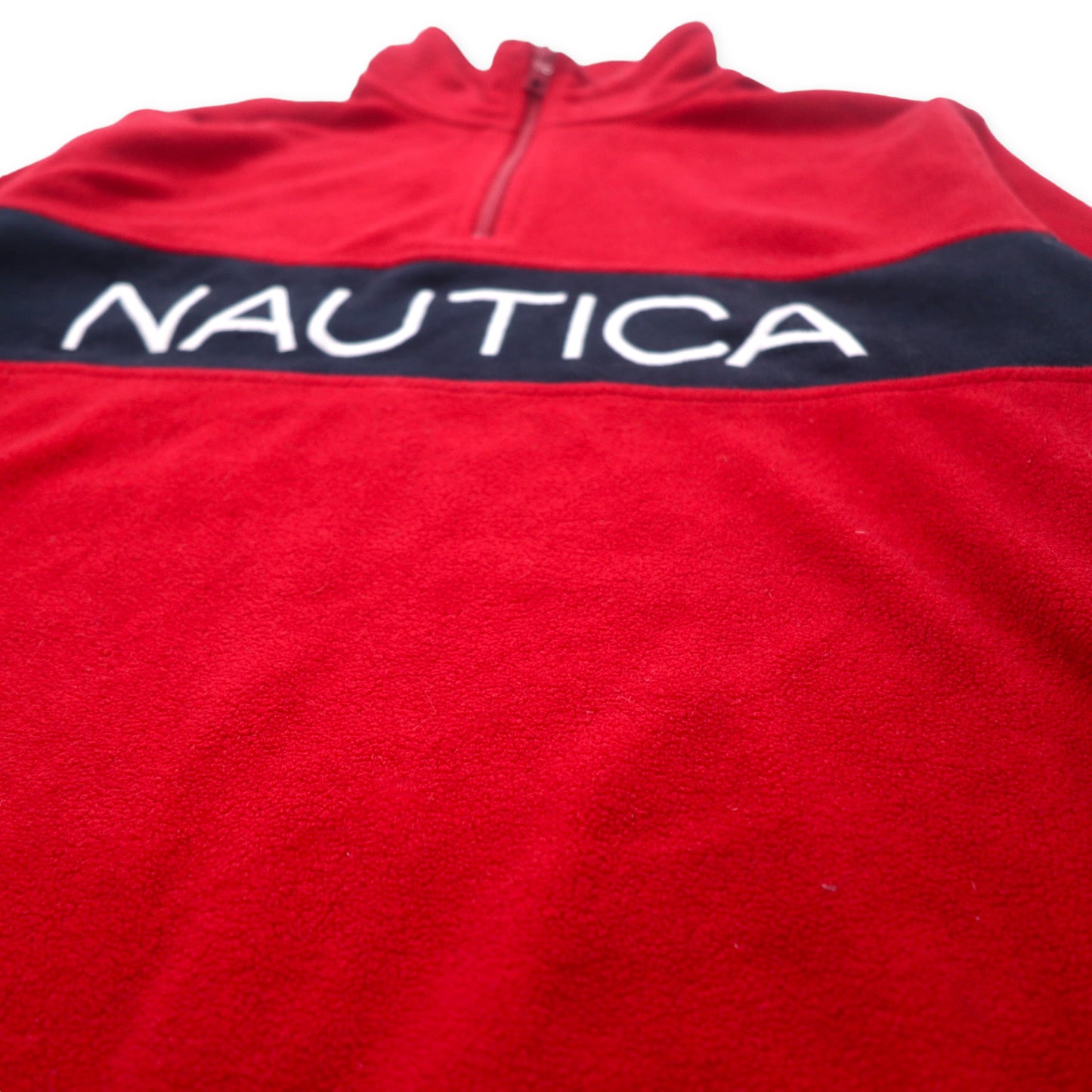 NAUTICA ハーフジップ フリースジャケット L レッド ネイビー ポリエステル ロゴ刺繍