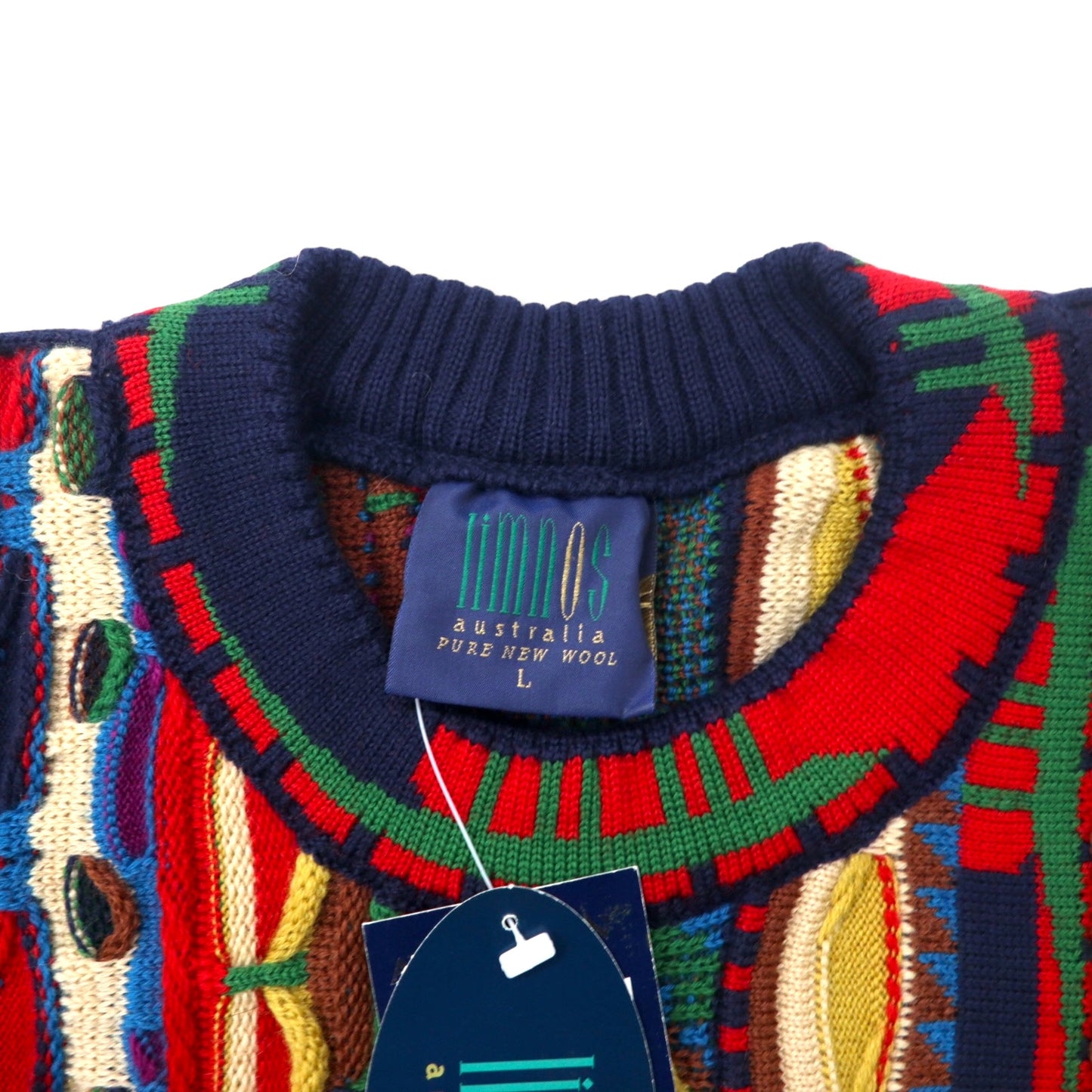 Limnos 90s Australia MADE 3D Knit Sweater L Multi Color Wool
