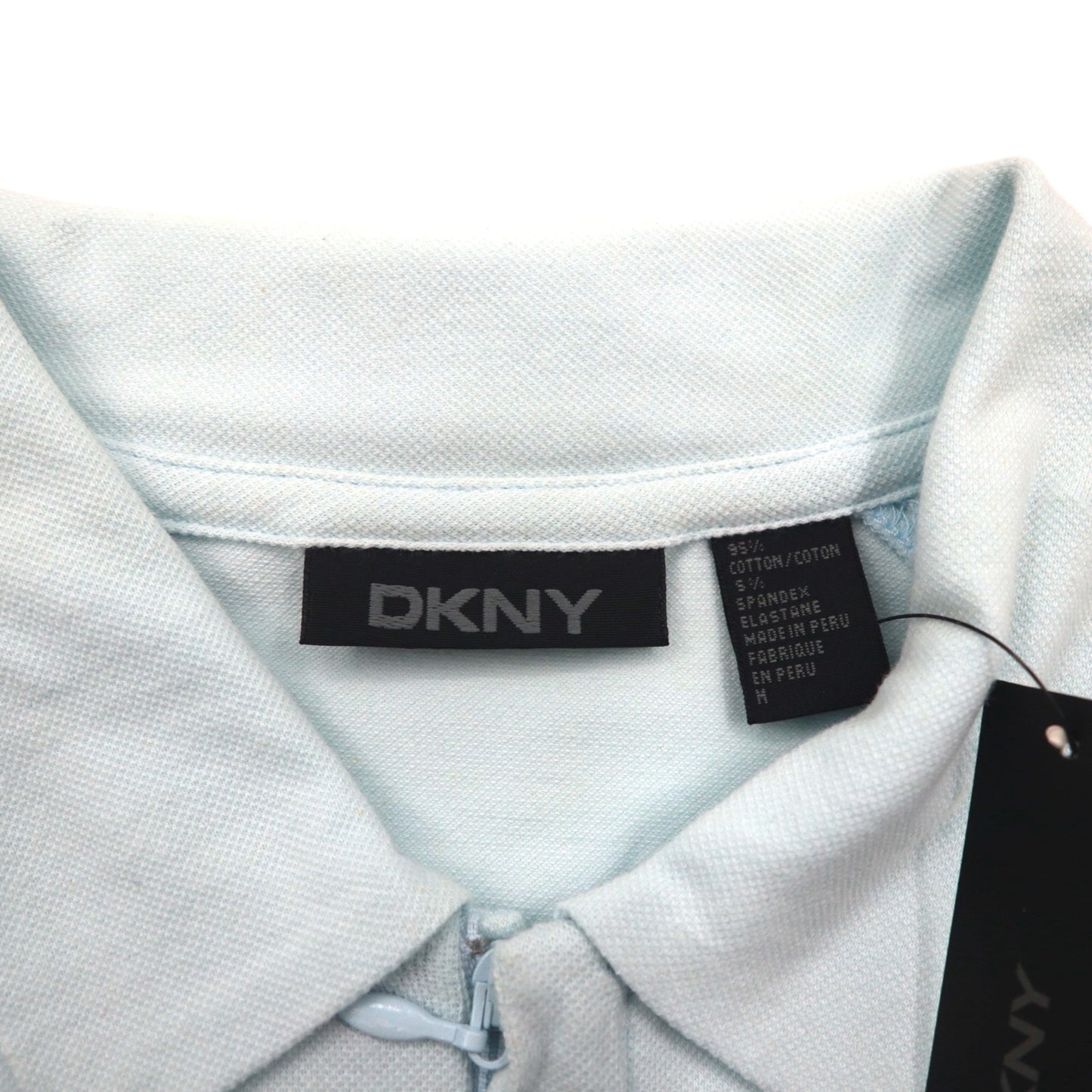 DKNY ジップアップ ポロシャツ M ブルー コットン 未使用品
