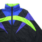 Adidas 90s Silver Tag Nylon Jacket Jersey M Black Mesh Liner Retractable Hood