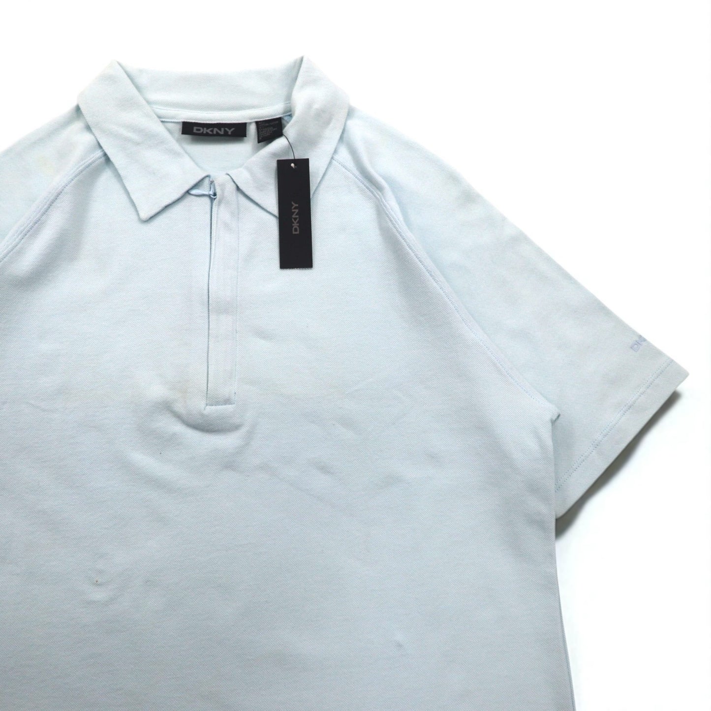 DKNY ジップアップ ポロシャツ M ブルー コットン 未使用品