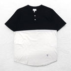 Supreme ヘンリーネック バイカラー Tシャツ M ブラック ホワイト Back Logo CITY AND COUNTRY 12SS