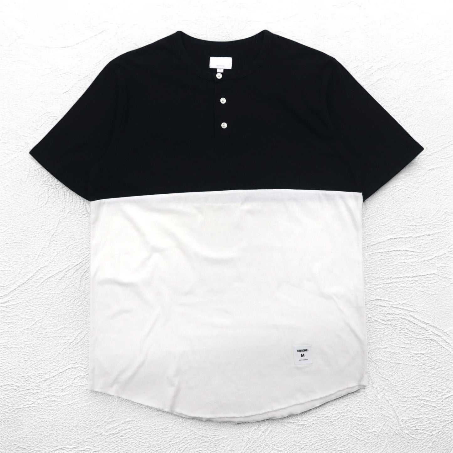 Supreme ヘンリーネック バイカラー Tシャツ M ブラック ホワイト Back Logo CITY AND COUNTRY 12SS