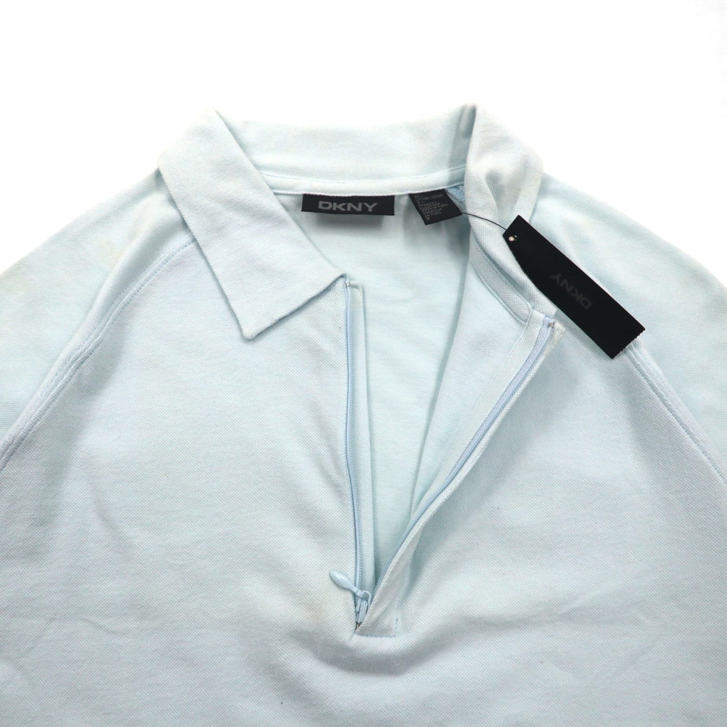 DKNY ジップアップ ポロシャツ M ブルー コットン 未使用品