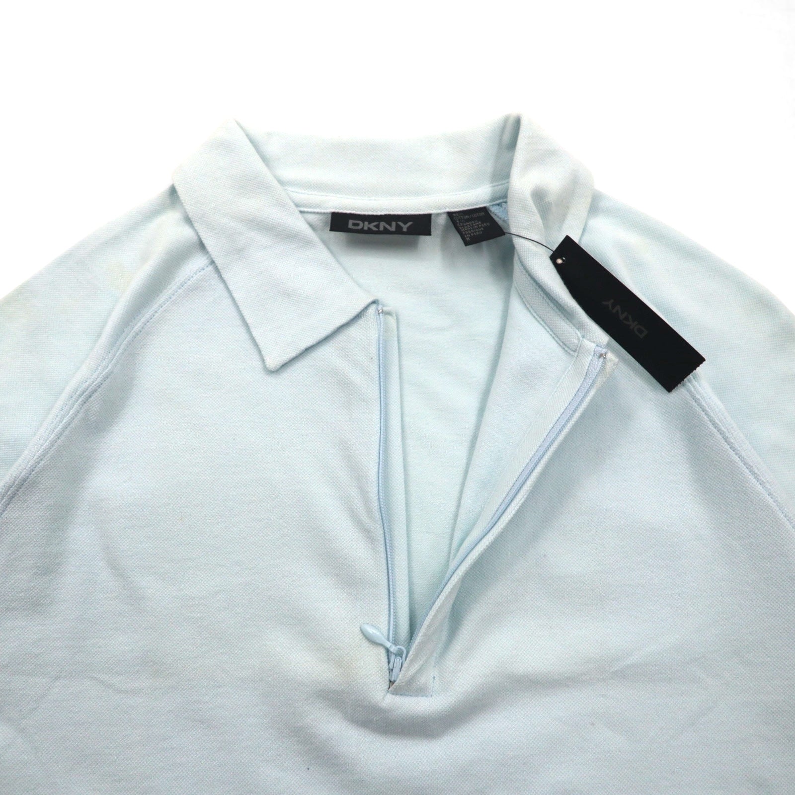 DKNY Zip-Up Polo Shirt, Size M, Blue, Cotton, Unused