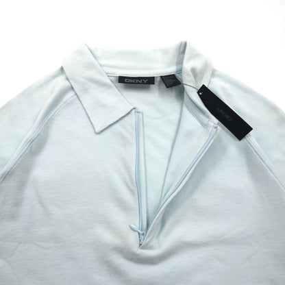 DKNY ジップアップ ポロシャツ M ブルー コットン 未使用品