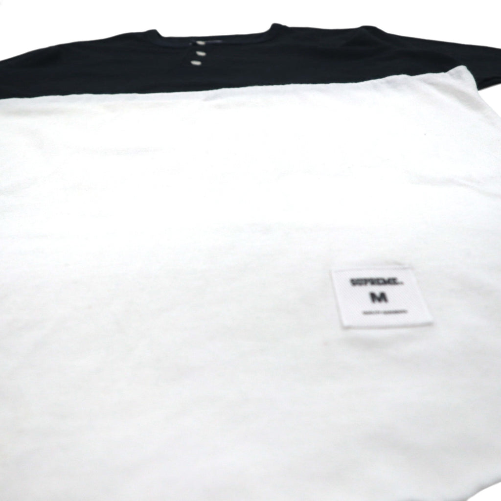 Supreme ヘンリーネック バイカラー Tシャツ M ブラック ホワイト Back Logo CITY AND COUNTRY 12SS
