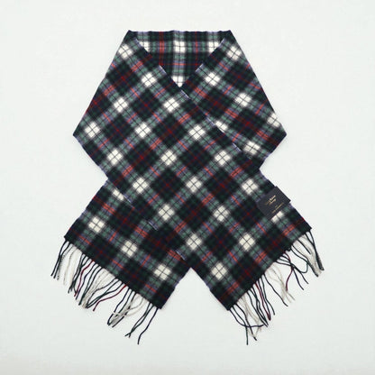 Macy's CLUB ROOM カシミヤ 100% フリンジ マフラー LUXURY グリーン チェック 未使用品