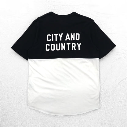 Supreme ヘンリーネック バイカラー Tシャツ M ブラック ホワイト Back Logo CITY AND COUNTRY 12SS