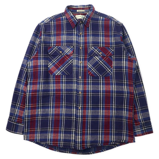 FIELD MASTER USA製 ヘビーフランネルシャツ XL ブルー チェック コットン ビッグサイズ