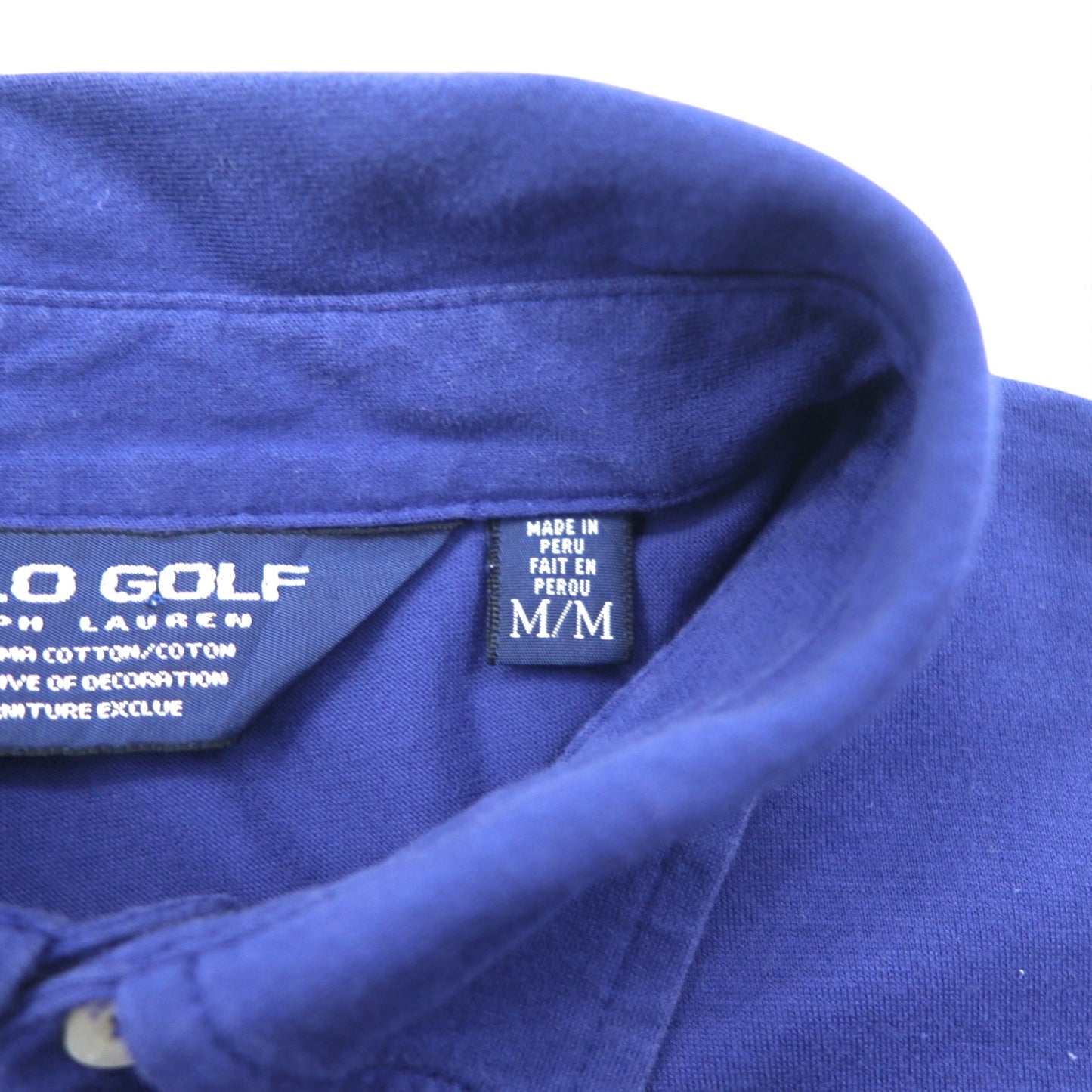 POLO GOLF RALPH LAUREN 90s Pima Cotton Polo Shirt, Size M, Navy, Small Pony Embroidery, Made in Peru