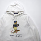 Polo Ralph Lauren Polo Bear Print Pullover Hoodie, Size L, White, Side Pockets