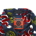 Vintage 90s China Dragon Patterned Shirt DAGACCI Poly Shirt L Blue All-over Pattern Dragon