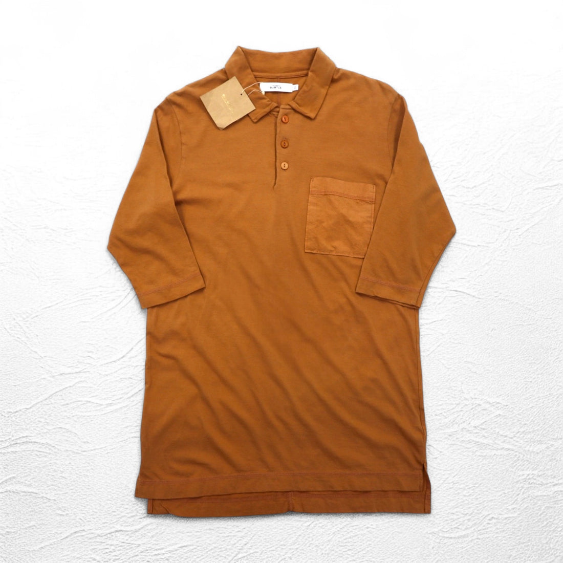 SUBTLE Polo shirt S Camel Cotton Chest pocket Silver and Gold Made in Japan Unused