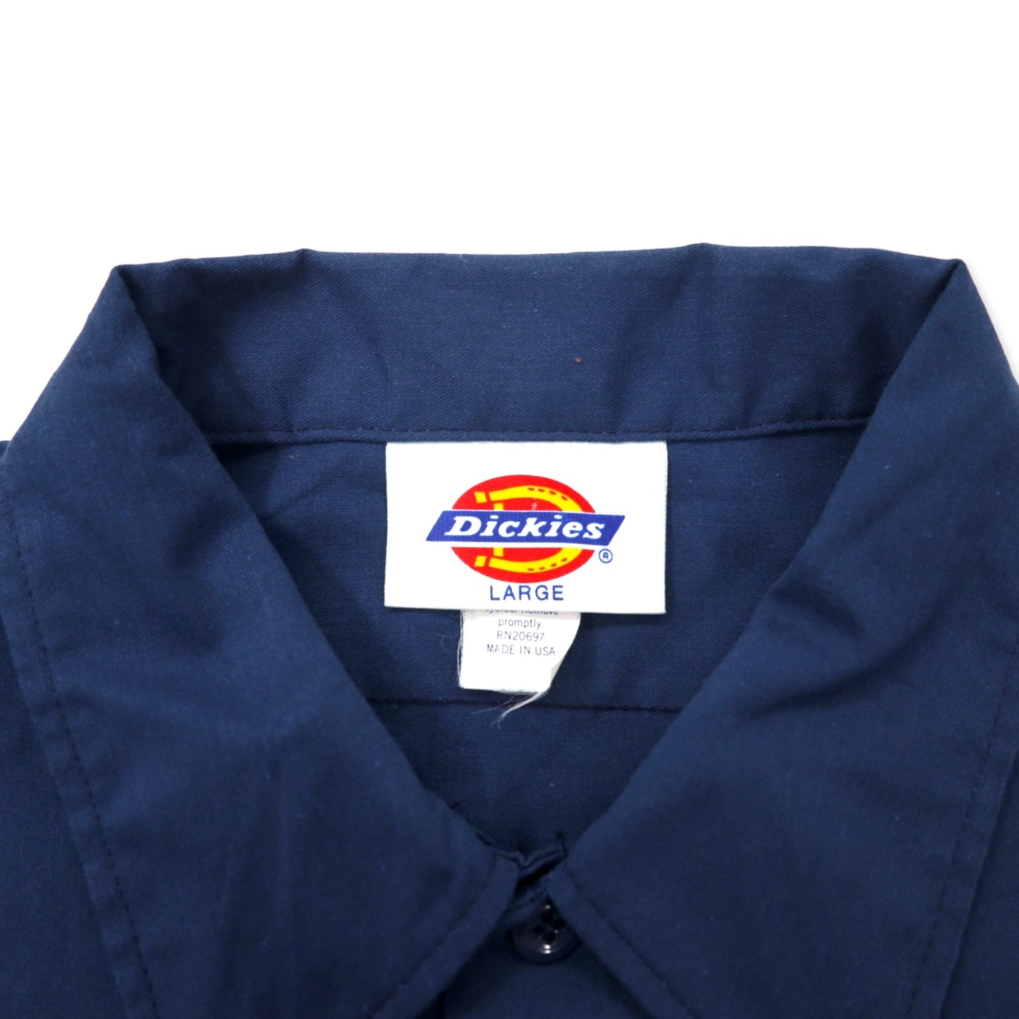 Dickies USA製 半袖 ワークシャツ L ネイビー ポリエステル コットン