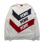 Vintage PONY Crewneck Sweatshirt クルーネックスウェット L ホワイト ネイビー レッド トリコロール