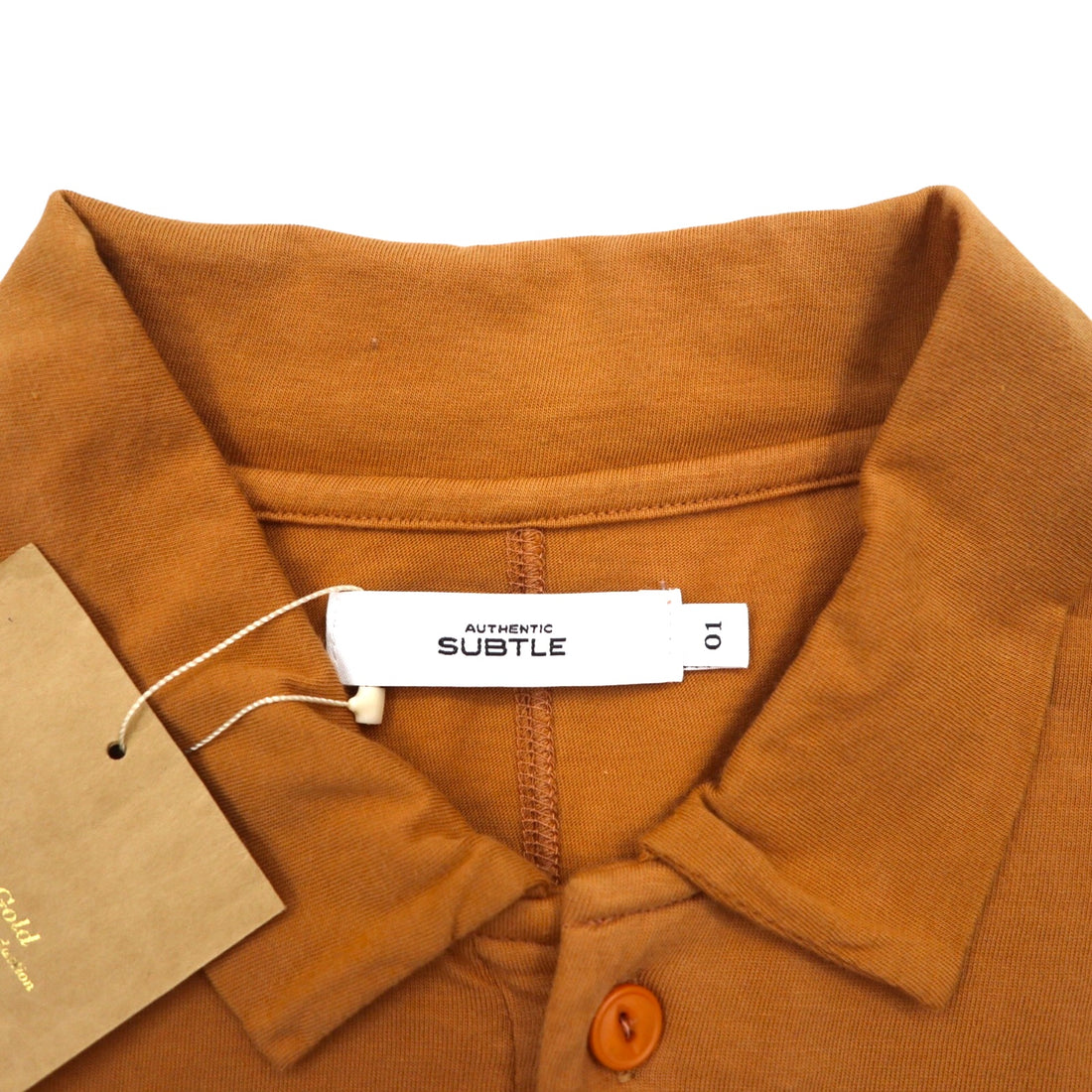 SUBTLE Polo shirt S Camel Cotton Chest pocket Silver and Gold Made in Japan Unused