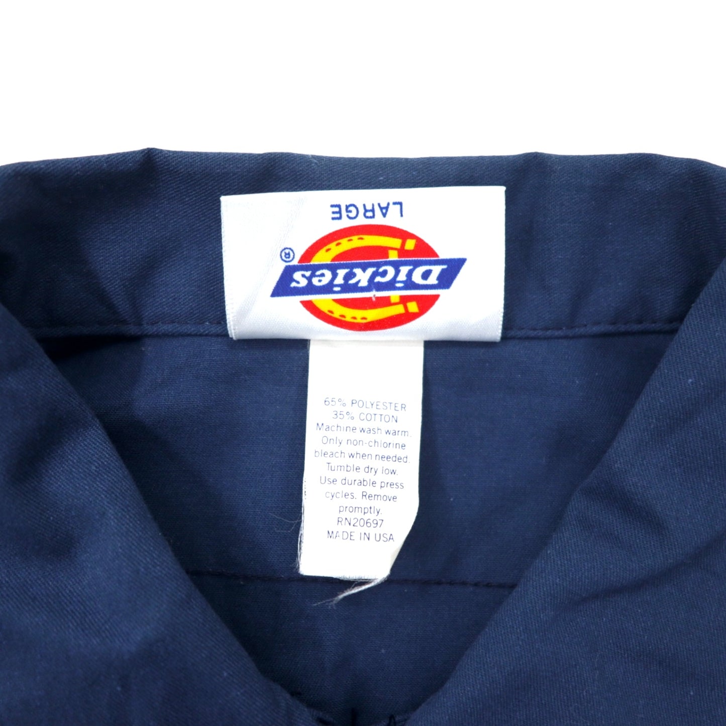 Dickies USA製 半袖 ワークシャツ L ネイビー ポリエステル コットン