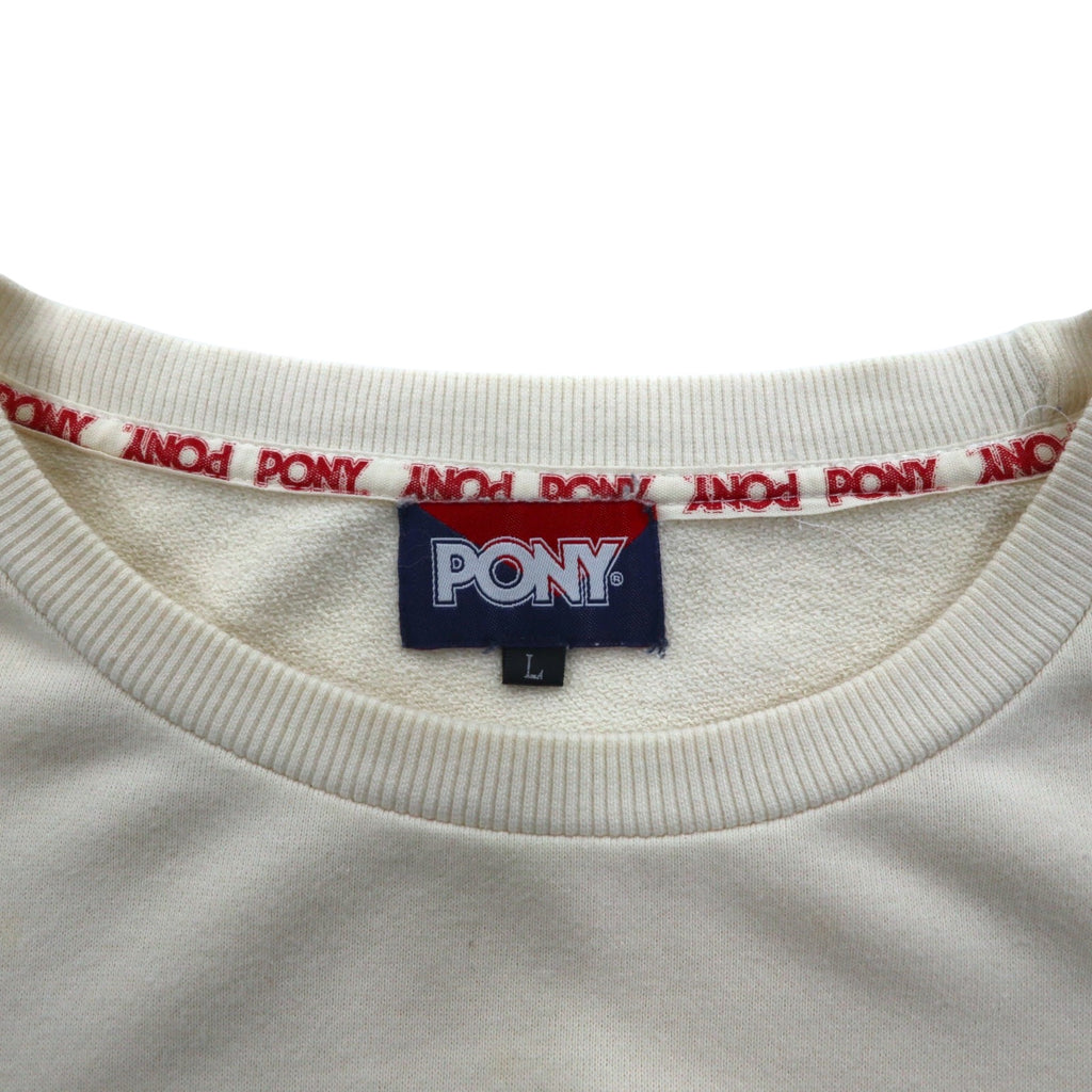Vintage PONY Crewneck Sweatshirt クルーネックスウェット L ホワイト ネイビー レッド トリコロール