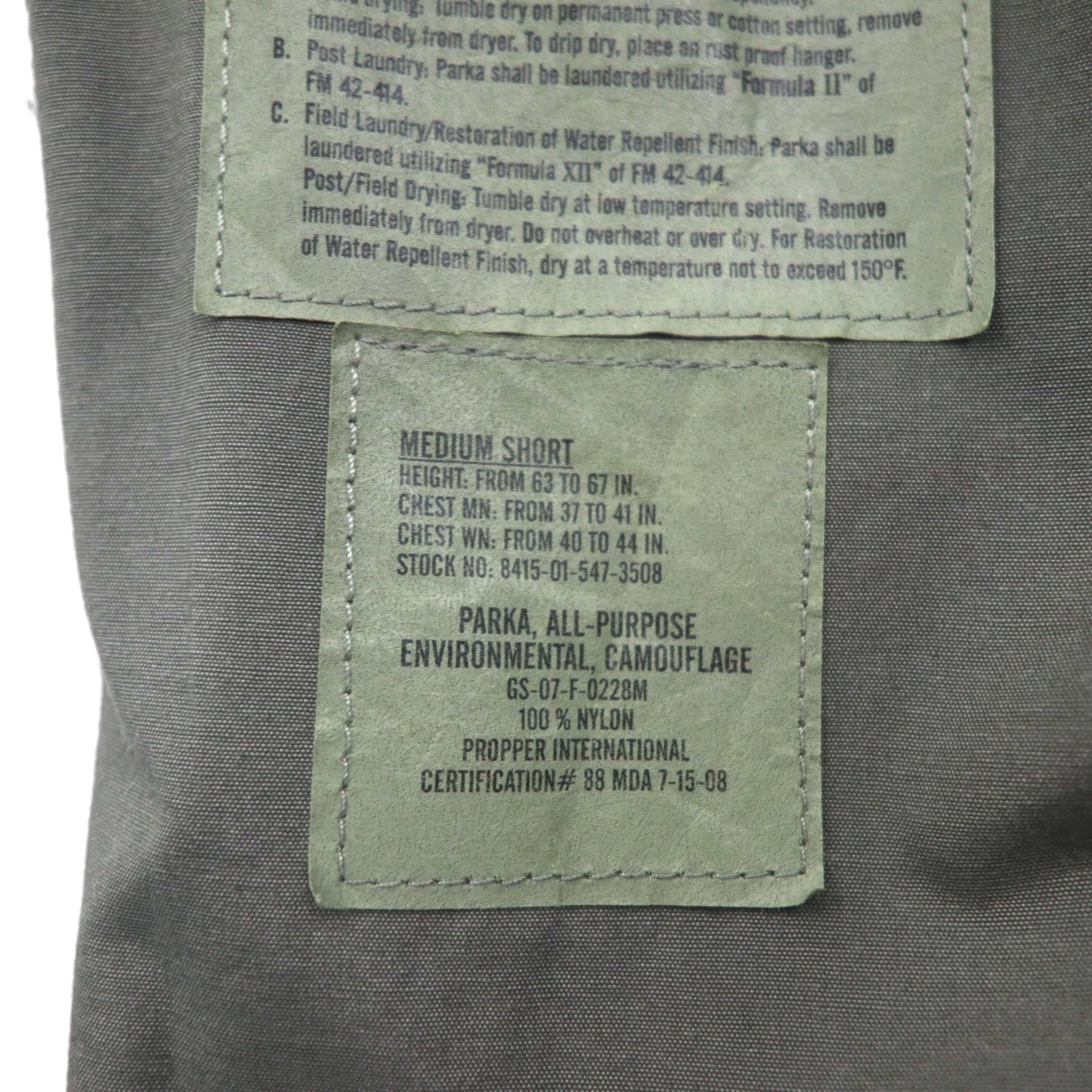 US AIR FORCE APECS ABU GORE-TEX Parka, XL, Khaki, Digital Tiger Camo, Waterproof Military Jacket, 8415-01-547-3508, PROPPER INTERNATIONAL