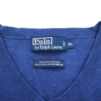 Polo Ralph Lauren 90年代 Vネック ピマコットン ニット セーター XL ネイビー スモールポニー刺繡