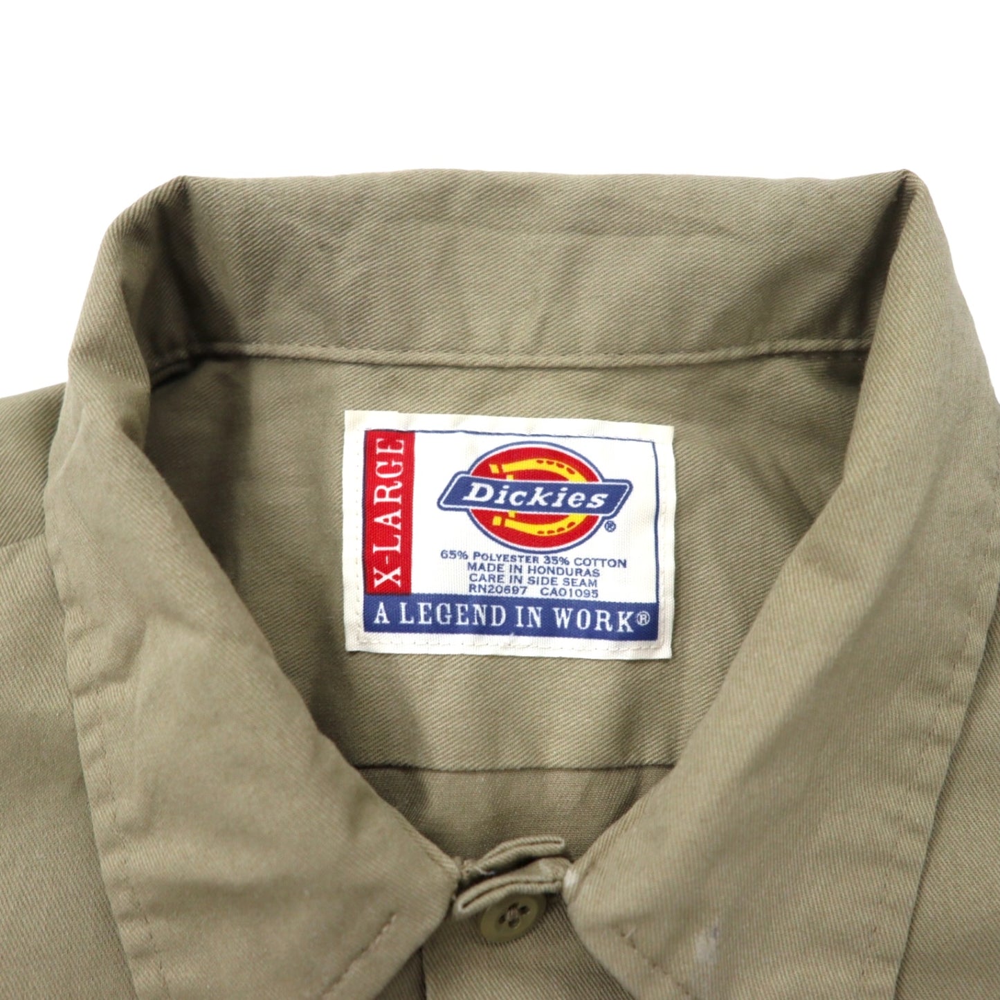 Dickies 半袖 ワークシャツ XL ベージュ ポリエステル コットン ビッグサイズ ホンジュラス製