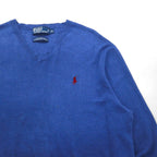 Polo Ralph Lauren 90年代 Vネック ピマコットン ニット セーター XL ネイビー スモールポニー刺繡