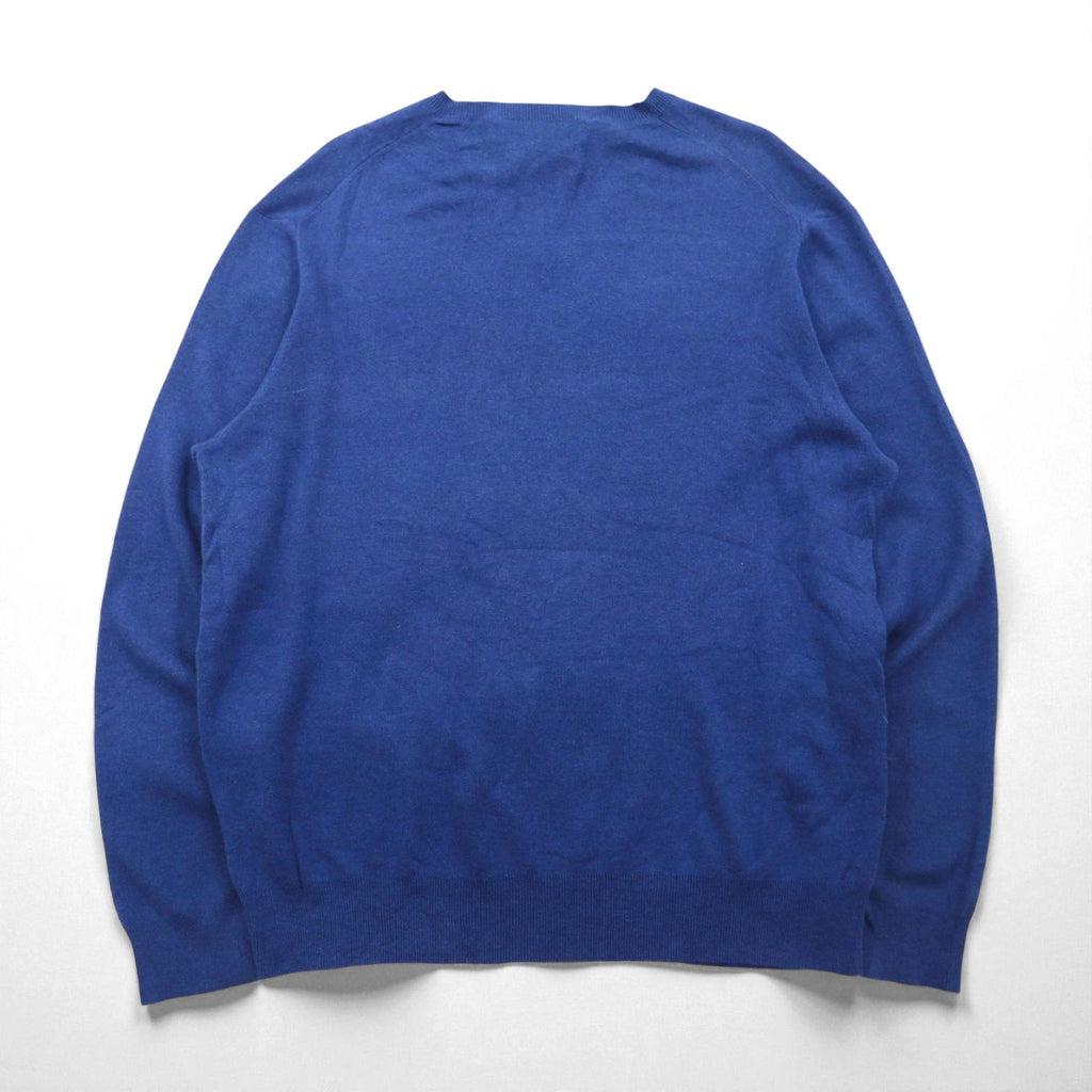 Polo Ralph Lauren 90年代 Vネック ピマコットン ニット セーター XL ネイビー スモールポニー刺繡