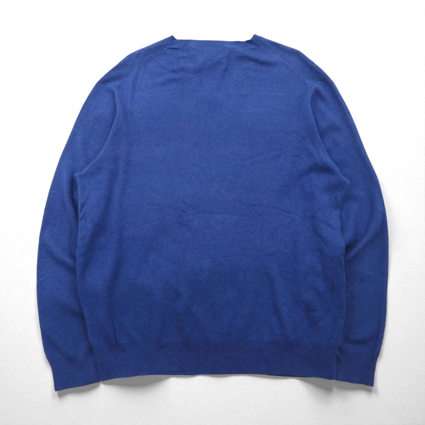 Polo Ralph Lauren 90s V-neck Pima cotton knit sweater, XL, navy, with small pony embroidery