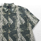 Vintage 90s Hawaiian Shirt 90年代 OXIDE アロハシャツ XL ビッグサイズ カーキ ポリエステル 総柄