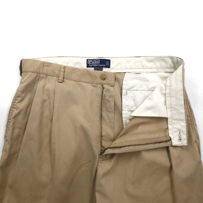 Polo by Ralph Lauren 90s Hammond Pant, 2-pleat wide-leg chino pants, size L, beige, cotton