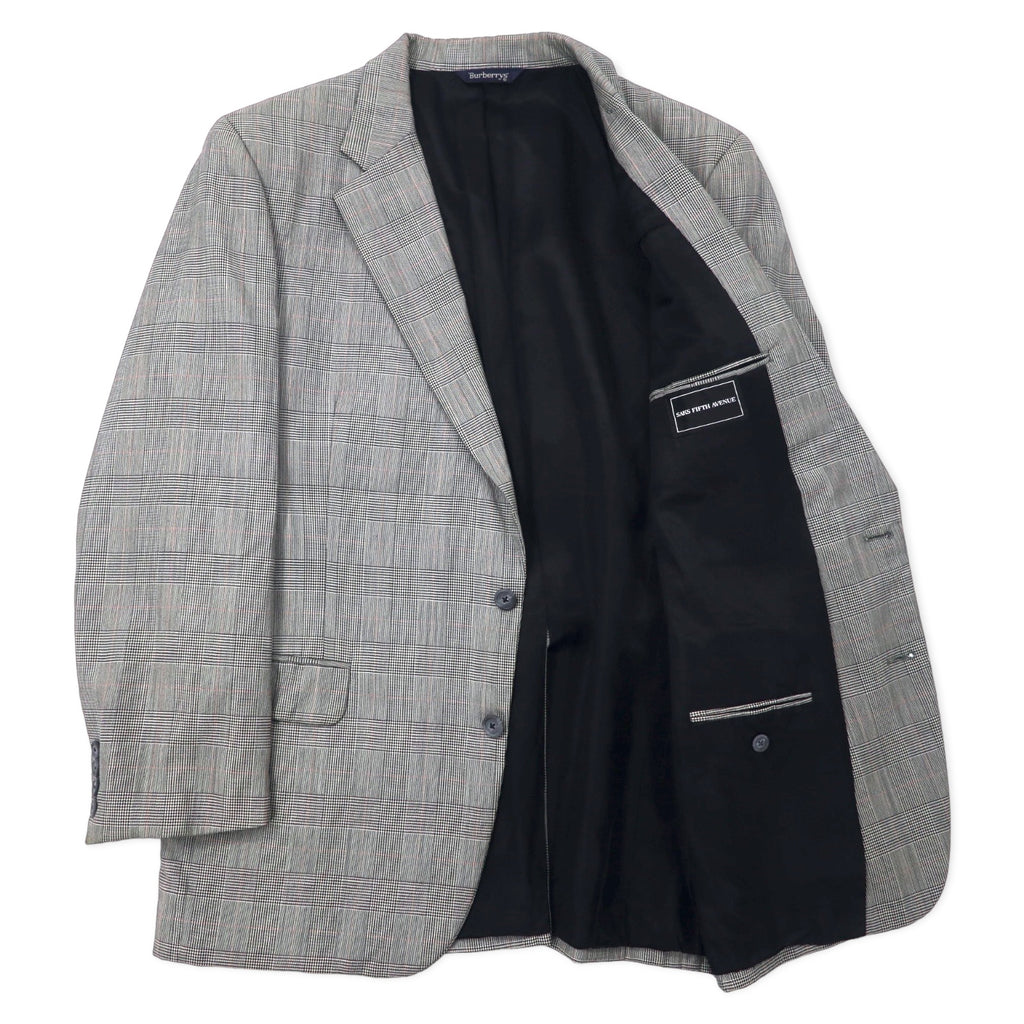 Burberrys USA Old Glen Check 2B Tailored Jacket L Gray Wool SAKS FIFTH AVENUE