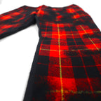 Y's (Yohji Yamamoto) Grunge Check Pants with Ribbed Hems, Wool Jogger Pants, Size Small, Red, YP-P05-111, Made in Japan