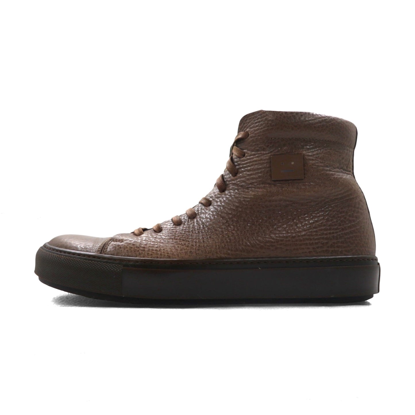 Acne Studios Italian made high cut leather sneakers, 26cm, brown grained leather, Adrian High FG