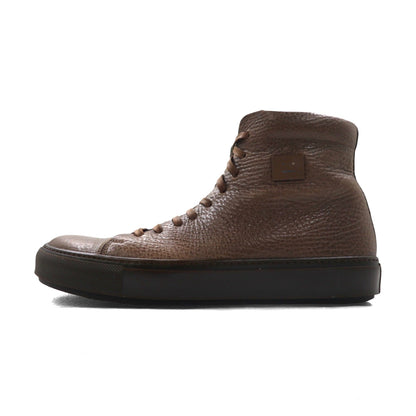Acne Studios Italian made high cut leather sneakers, 26cm, brown grained leather, Adrian High FG