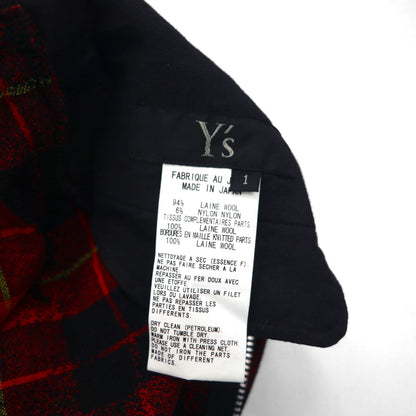 Y's (Yohji Yamamoto) Grunge Check Pants with Ribbed Hems, Wool Jogger Pants, Size Small, Red, YP-P05-111, Made in Japan