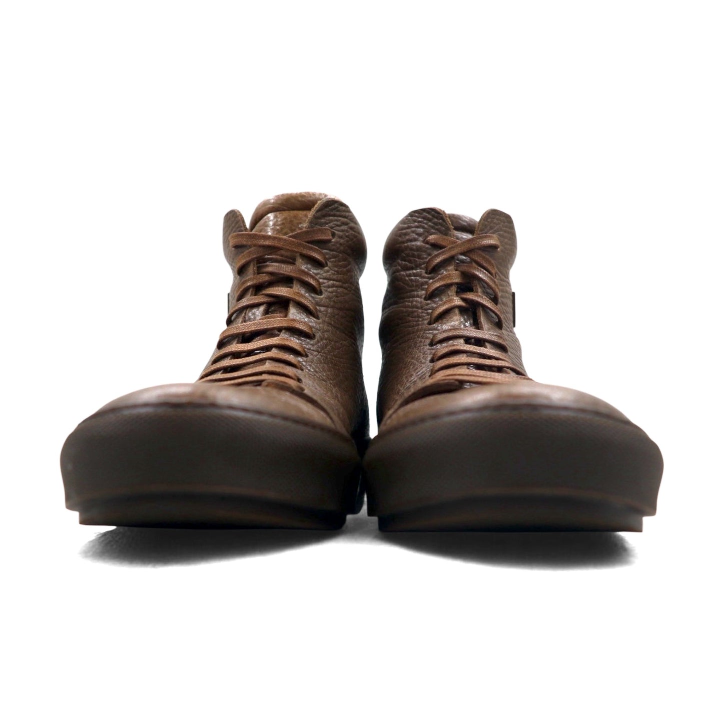 Acne Studios Italian made high cut leather sneakers, 26cm, brown grained leather, Adrian High FG