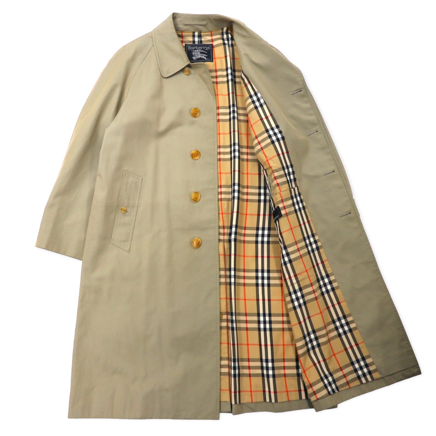 BURBERRYS Vintage Coat 170 Beige Cotton Lining CHECKED Hiki Japan 